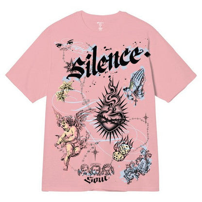 A494 Silence Graphic Tee in Light Pink