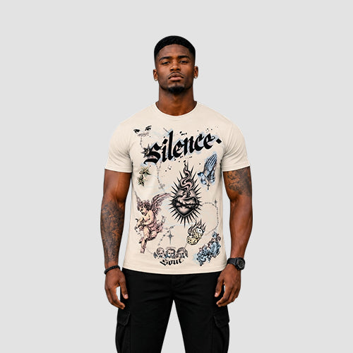 Silence Graphic Tee in Natural