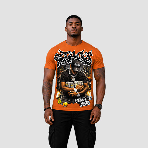 Stacks Graphic Tee in Orange