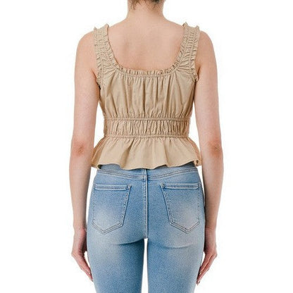 Square Neck Peplum Top in Desert