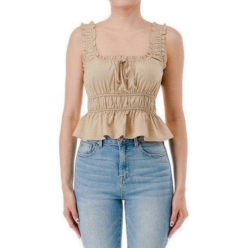 76875 Square Neck Peplum Top in Desert
