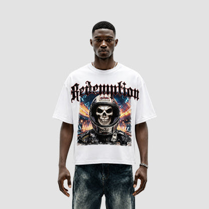 4894DC Redemption Skull Oversized Graphic Crop Tee in Redemption