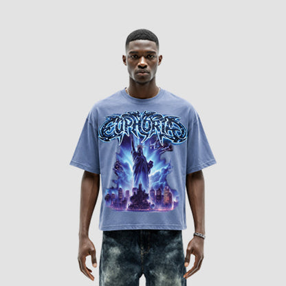 A457DC Euphoria Oversized Graphic Crop Tee in Acid Euphoria