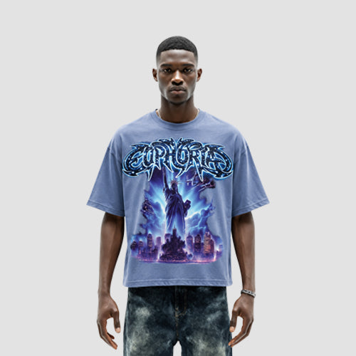 A457DC Euphoria Oversized Graphic Crop Tee in Acid Euphoria