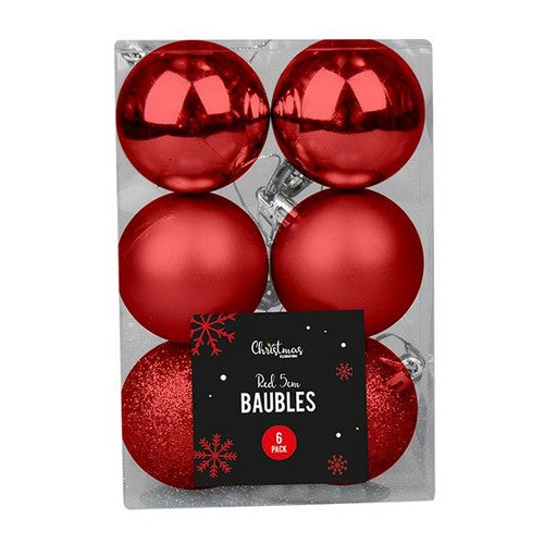 Christmas Red Assorted Bauble Set 5cm