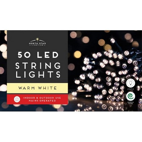 Christmas Warm White 50 LED String Lights 4.5m