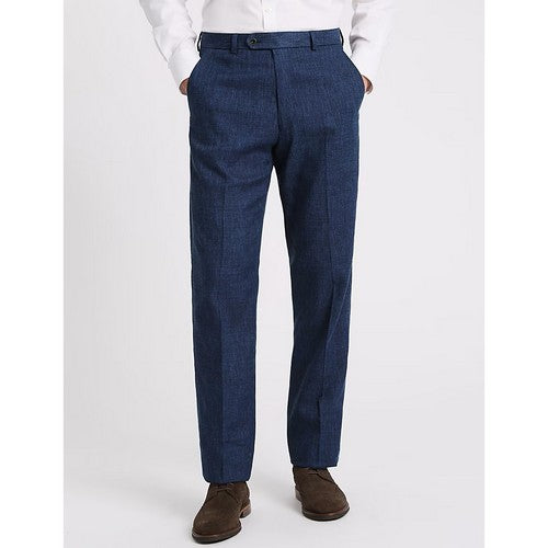 Marks & Spencer Big & Tall Tailored Linen Dress Pants in Indigo