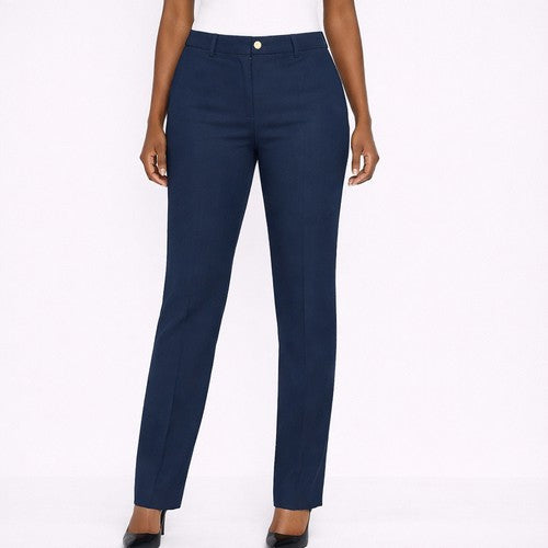 M&Co Silver Button Slim Fit Dress Pants in Navy 