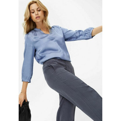 Brax Style Maine Fluid Wide Leg Tencel Pants in Charcoal