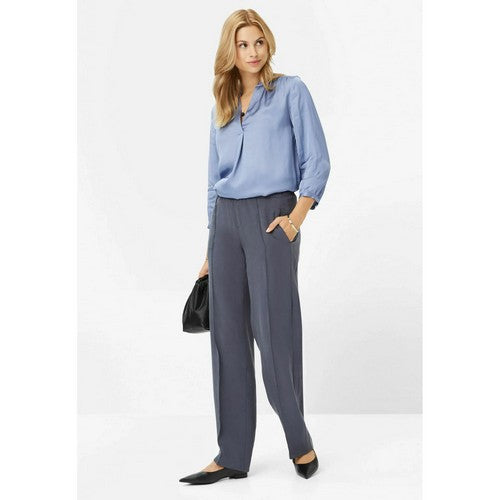 Brax Style Maine Fluid Wide Leg Tencel Pants in Charcoal