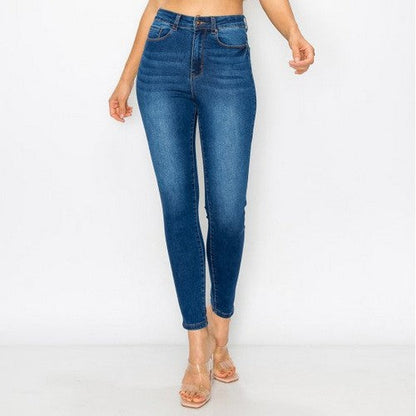 Wax Jean Skinny Jeans With Side Tacks in Dark Denim