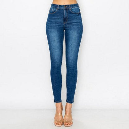 90286 Wax Jean Skinny Jeans With Side Tacks in Dark Denim