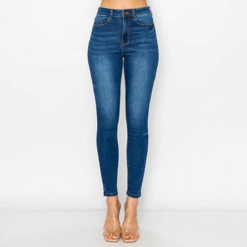 90286 Wax Jean Skinny Jeans With Side Tacks in Dark Denim