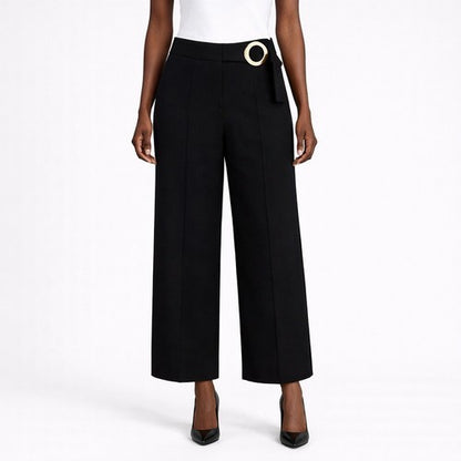 Warehouse  Buckle Detail Culottes in Black