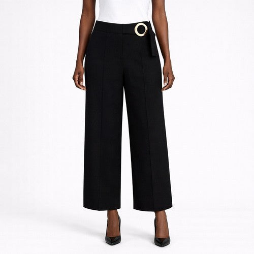 Warehouse  Buckle Detail Culottes in Black