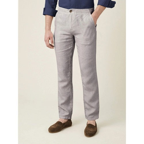 H&M LOGG Linen-Look Chino Pants Light Grey