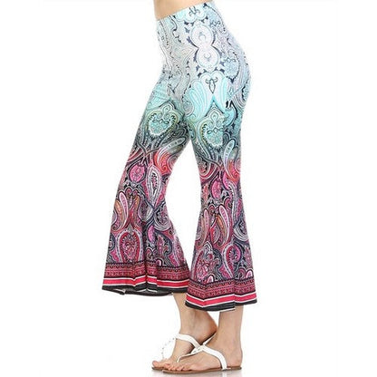 Bohemian Capri Palazzo Paisley Print Pants