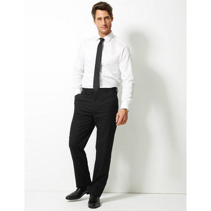 Marks & Spencer Regular Fit Flat Front Dress Pants in Black