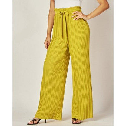 PB600 Pleated Palazzo Pants in Cyber Lime