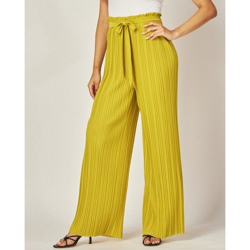 PB600 Pleated Palazzo Pants in Cyber Lime