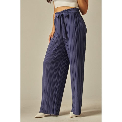 PB600 Pleated Palazzo Pants in Future Dusk