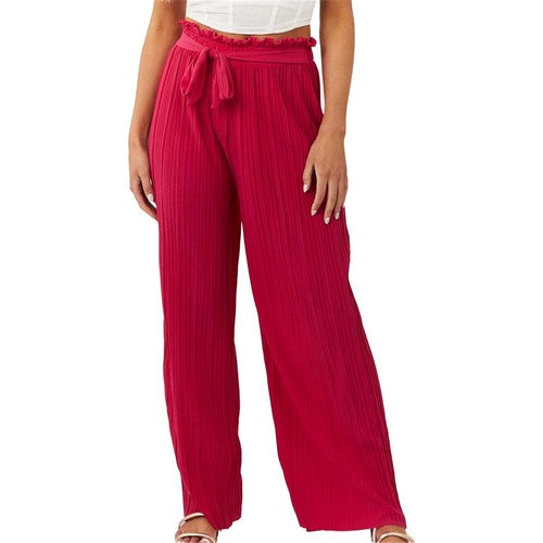 IP006N/ PB600 Pleated Palazzo Pants Red