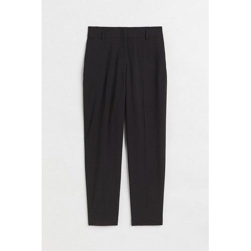H&M Pleat Front Slim Fit Side Slit Pants Black