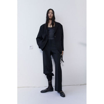 H&M Crepe Straight Leg Dress Pants Black