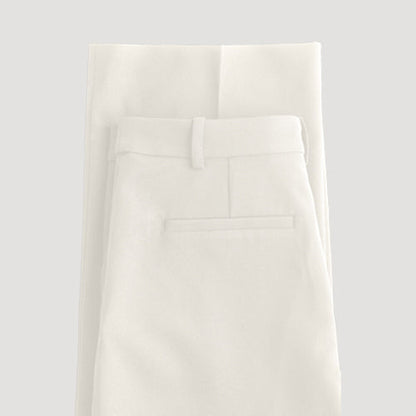 H&M Crepe Straight Leg Dress Pants in Pale Beige