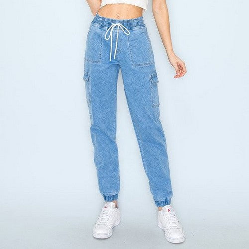 90334 Wax Jean Cargo Jogger in Light Denim