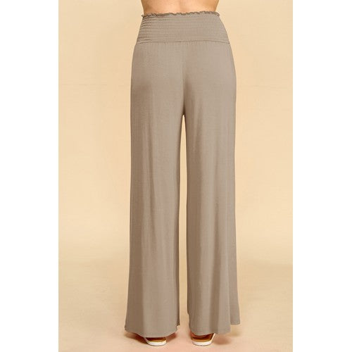 High Waist Stretch Jersey Palazzo Pants  Taupe