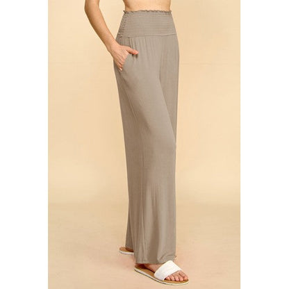 High Waist Stretch Jersey Palazzo Pants  Taupe