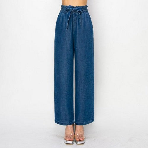 Wax Jean Loose Drape Elastic High Waisted Jeans in Medium Denim