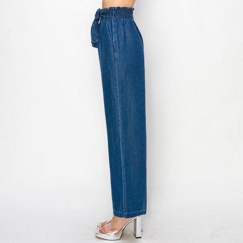 Wax Jean Loose Drape Elastic High Waisted Jeans in Medium Denim
