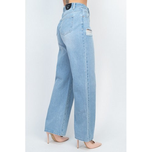 Denim BLVD Destructed Mom Jeans