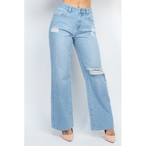 DBP0738 Straight Leg Slit Jean