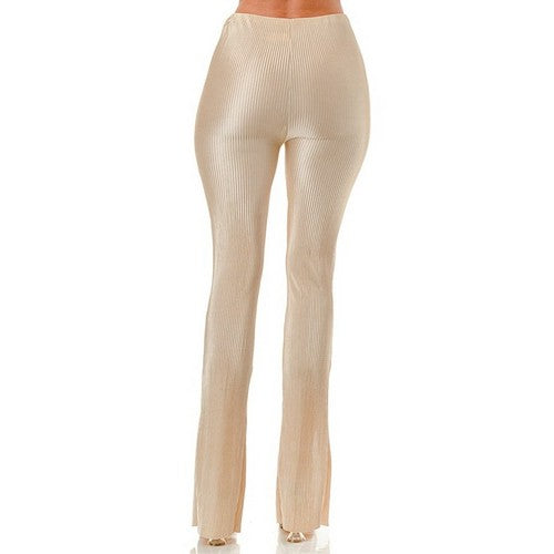 Pleated Slit Front Pants Sand