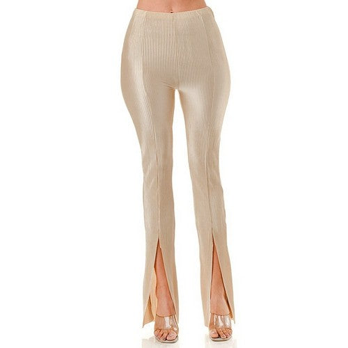 IP1913 Pleated Slit Front Pants Sand