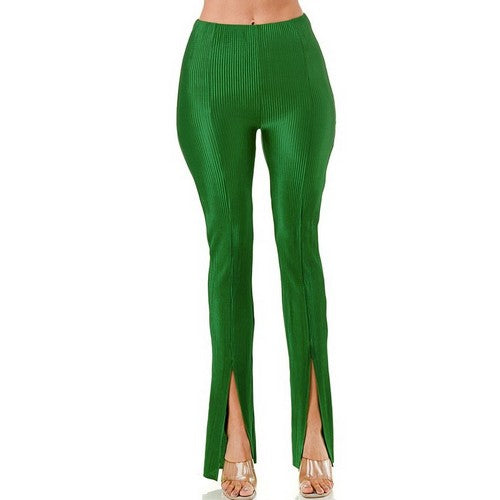 IP1913 Pleated Slit Front Pants Green