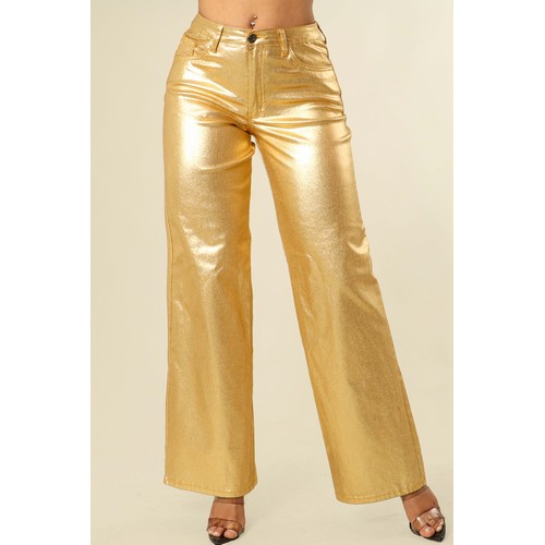 P-94250-MGD Metallic Gold Coated Straight Pant 