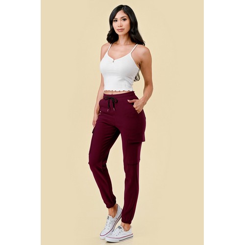 Cargo Jogger Pants in Burgundy