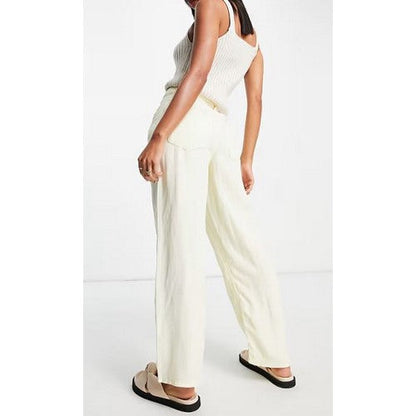 Mango Straight Linen Jeans in Pale Yellow
