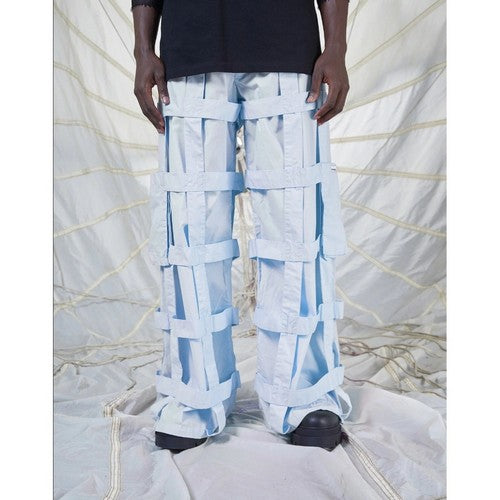 Criminal Damage Lattice wide Leg Cargo Pants in Blue
