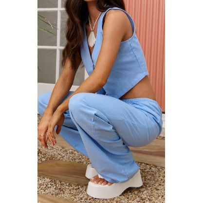 PrettyLittleThing Linen Look-Bralet & Pant Set