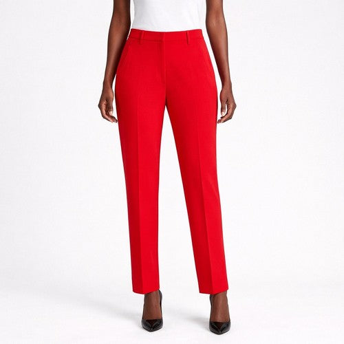 H&M Straight Crepe Dress Pants in Red