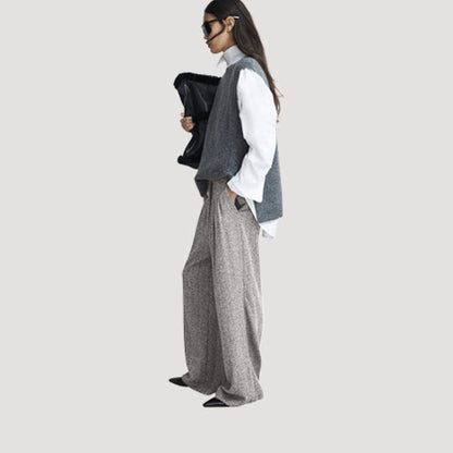 H&M Wide Leg Dress Pants in Light Grey Tweed