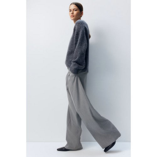 H&M Wide Leg Dress Pants in Light Grey Tweed