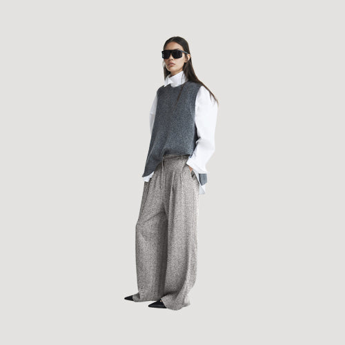 H&M Wide Leg Dress Pants in Light Grey Tweed