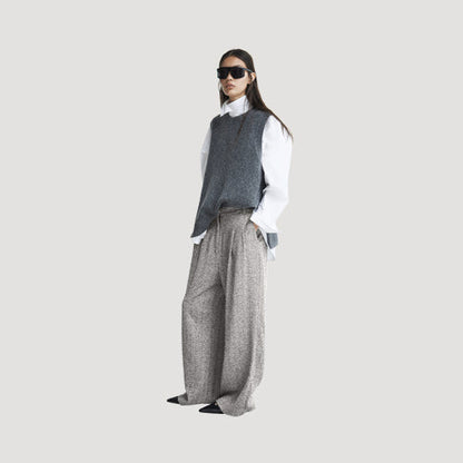 H&M Wide Leg Dress Pants in Light Grey Tweed