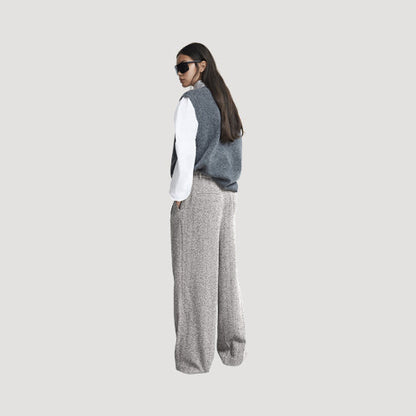 H&M Wide Leg Dress Pants in Light Grey Tweed